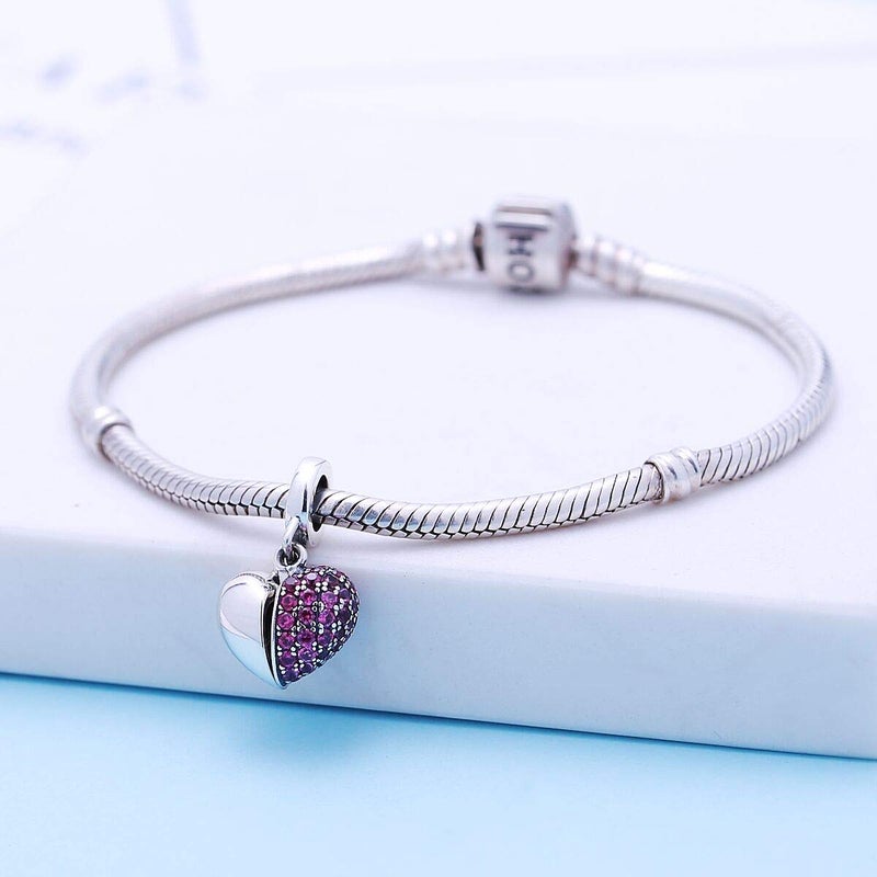 SOUKISS I Love You Charms fit Pandora Charms Bracelet 925 Sterling Silver Love Heart Charm fit Wife Mom Christmas Valentines Mothers Day gift - Image 2